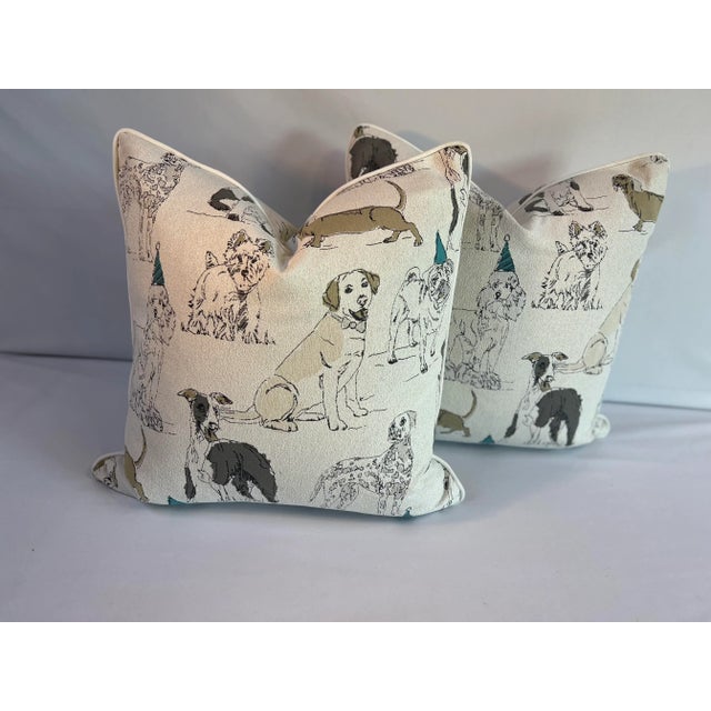 Early 21st Century Buddys Bush Puppy Pattern Pillows- a Pair For Sale - Image 4 of 4