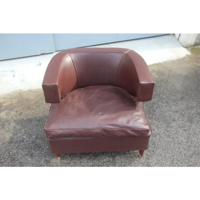 Brown Set of Italian Armchairs with Wooden Feet, 1930s For Sale - Image 8 of 15