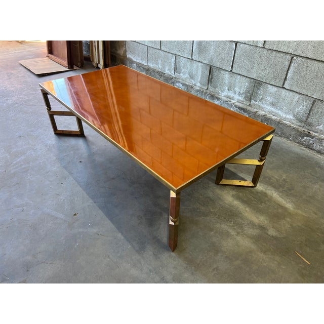 Burnt Orange Guy Lefèvre for Maison Jansen “Jansen Paris” Sculptural Brass Coffee Table, 1970s For Sale - Image 8 of 14