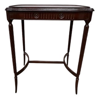 Antique Mahogany Side, Drink, Tea Table, Burl Top and Barley Twist Legs For Sale