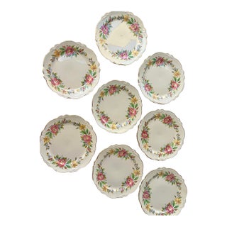 1940s Dinner Plates by Homer Laughlin Virginia Rose "Spring Wreath" - Set of 8 For Sale
