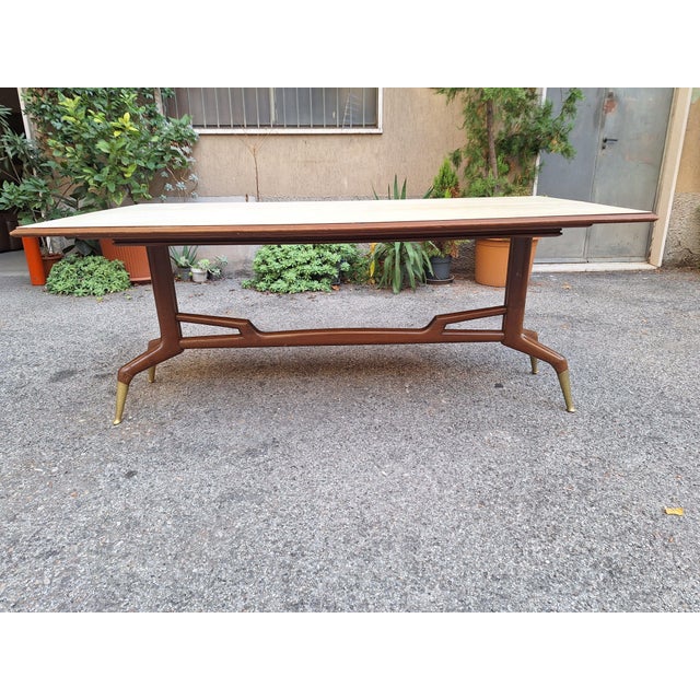 Wood Wooden Console Table with Burl Wood Top and Formica Top, 1950s For Sale - Image 7 of 18