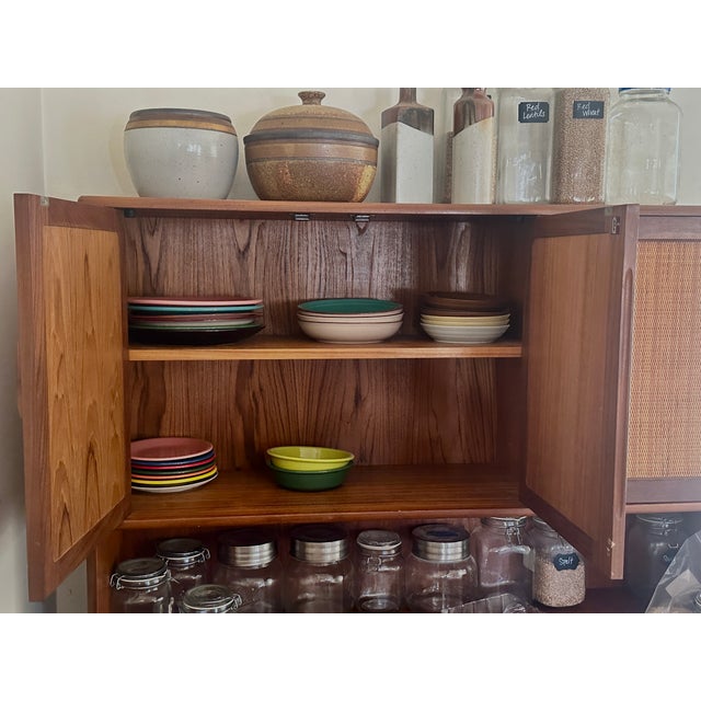 1960s 1960s G Plan Fresco Tall Teak and Rattan Highboard Credenza For Sale - Image 5 of 5
