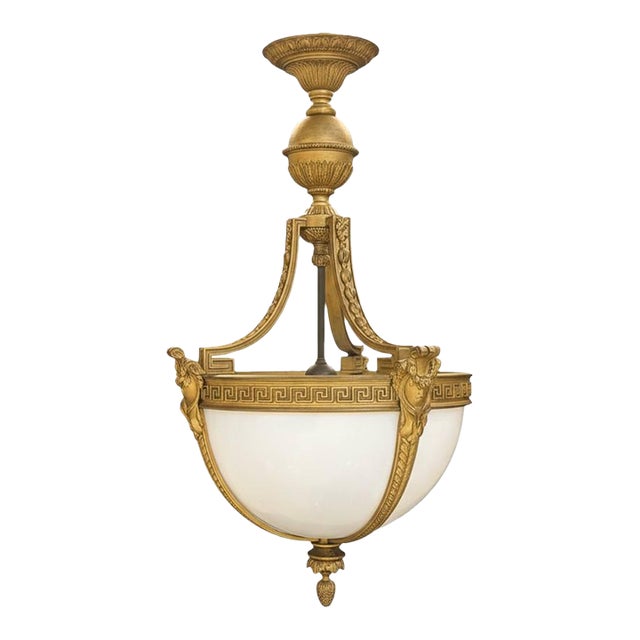Late 19th Century Caldwell Bronze and Glass Light Fixture For Sale