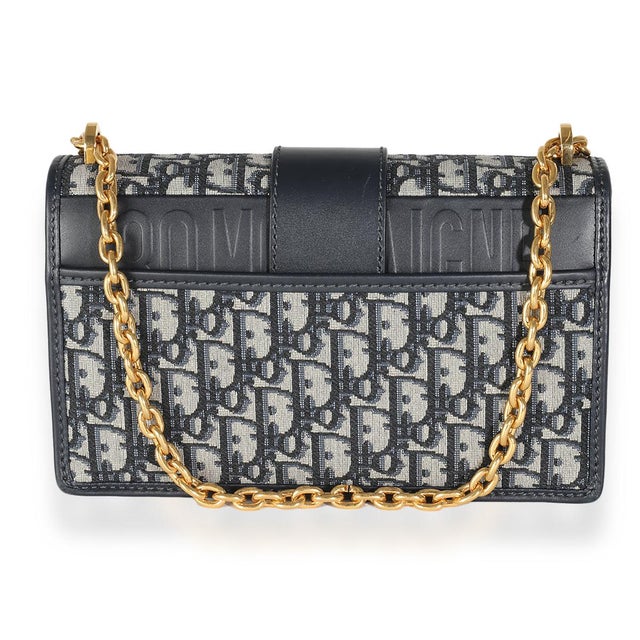 Christian Dior Navy Oblique Jacquard 30 Montaigne Chain Bag For Sale - Image 4 of 8