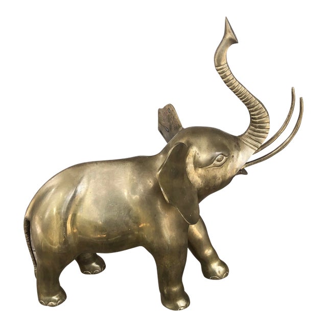 1960s Large Brass Elephant For Sale