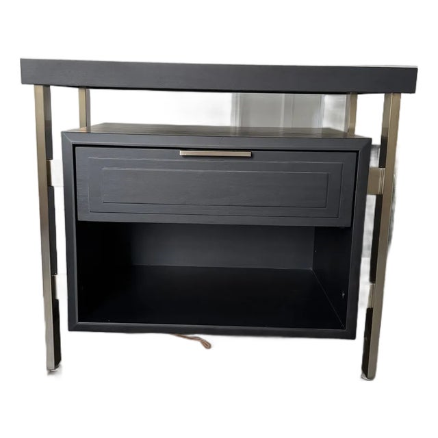 Vanguard Bowers Lamp Table by Michael Weiss — Manchurian Walnut, Satin Brass For Sale