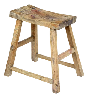 Antique Rustic Chinese Hardwood Stool, 1890