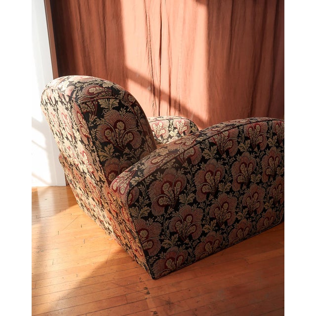 Vintage Upholstered Chaise Lounge With Botanical Fabric For Sale - Image 10 of 13