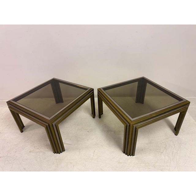 Vintage Steel and Brass Side Tables, 1970s, Set of 2 For Sale - Image 11 of 12