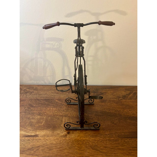 Antique Iron Penny-Farthing Bicycle Sculpture With Working Pedals For Sale In Miami - Image 6 of 9