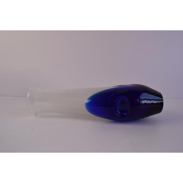 Czech Blue and Green Sommerso Art Glass Vase, 1970s For Sale - Image 10 of 12