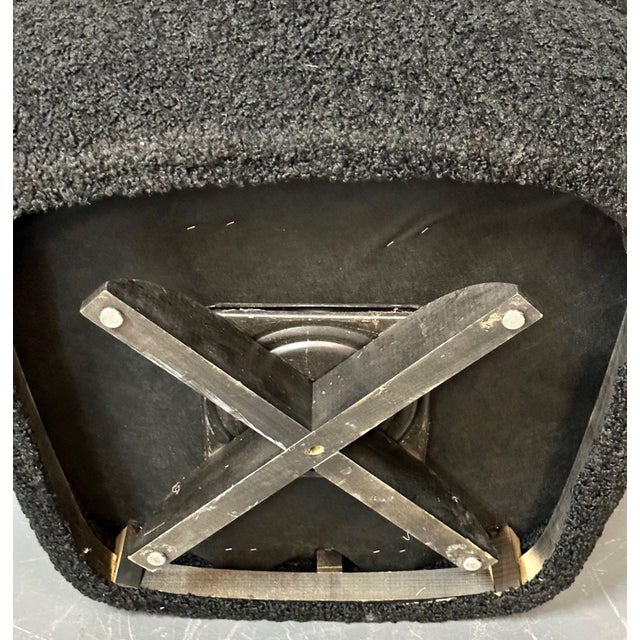 Mid-Century Modern Black Boucle Tub / Swivel / Lounge Chair, Faux Fur For Sale - Image 12 of 12