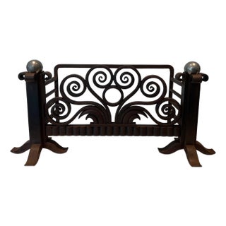 Baskets or andirons in wrought and hammered iron and chrome For Sale