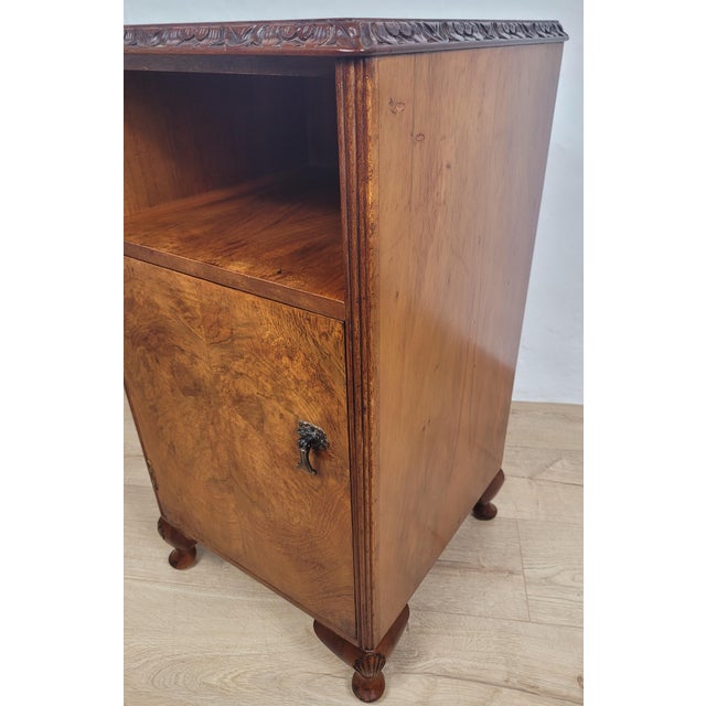 Mid-Century Walnut Bedside Cabinet with Shell Carvings, 1960 For Sale - Image 11 of 18
