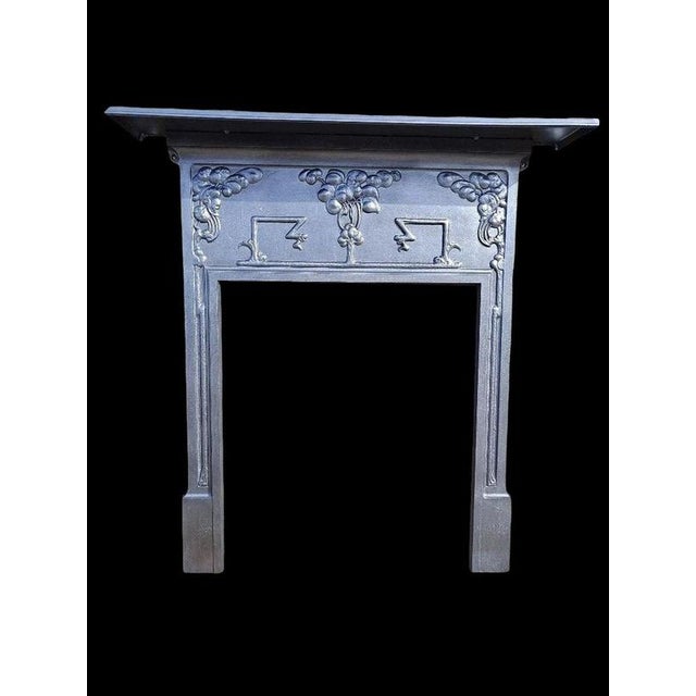Art nouveau cast iron fireplace mantel surround, brighton, 1903 a striking original art nouveau cast iron fireplace mantel...