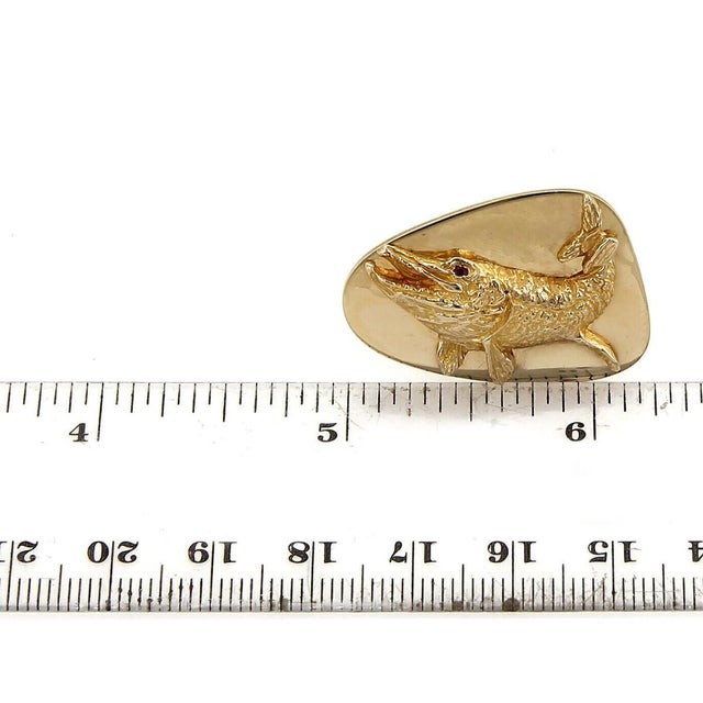 Tiffany and Co. Mid 20th Century Tiffany & Co. Ruby 14k Yellow Gold Fish Cufflinks, A Pair For Sale - Image 4 of 4