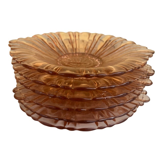 1930 Pink Depression Glass Dish Anchor Hocking Old Cafe - 6 Pieces For Sale