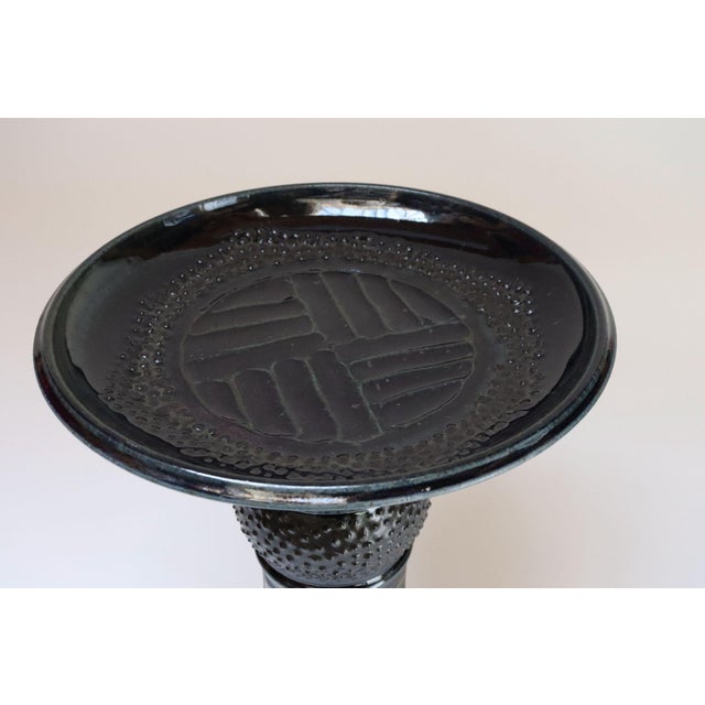 Blue Vintage Studio Pottery Metallic Blue Pedestal / Votive Holder by Deanna Nichols For Sale - Image 8 of 18