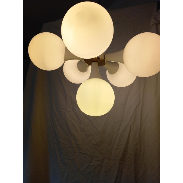 Metal Space Age Austrian Chandelier in Brass and Glass, 1970s For Sale - Image 7 of 8