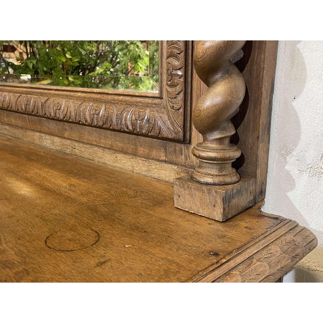 Early 20th Century Louis XIII Oak Fireplace and Overmantel For Sale - Image 5 of 14