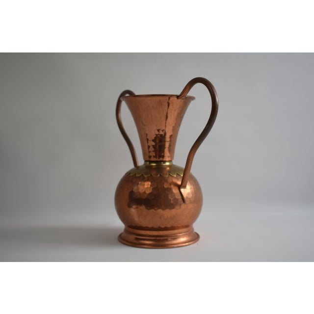 1960s Large Copper Vase With Brass Collar For Sale - Image 4 of 7