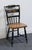 Hitchcock Genuine Hitchcock Black & Gold Accent Side Chair W. Rush Seat & Hand Painted Florals For Sale - Image 4 of 11