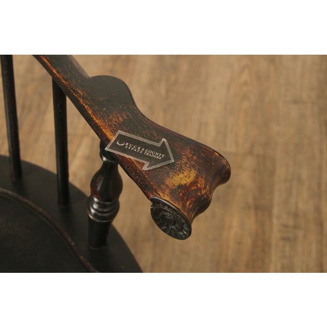 Black Oley Valley Reproductions Distress Painted Windsor Writing Armchair For Sale - Image 8 of 12