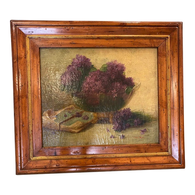 Lilac's of the Fields Vintage Oil Painting by Trevor Jank - Botanical For Sale