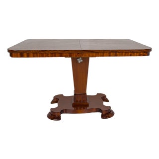 Swedish Modern Pedestal Coffee Table in Figured Oak, 1940s For Sale