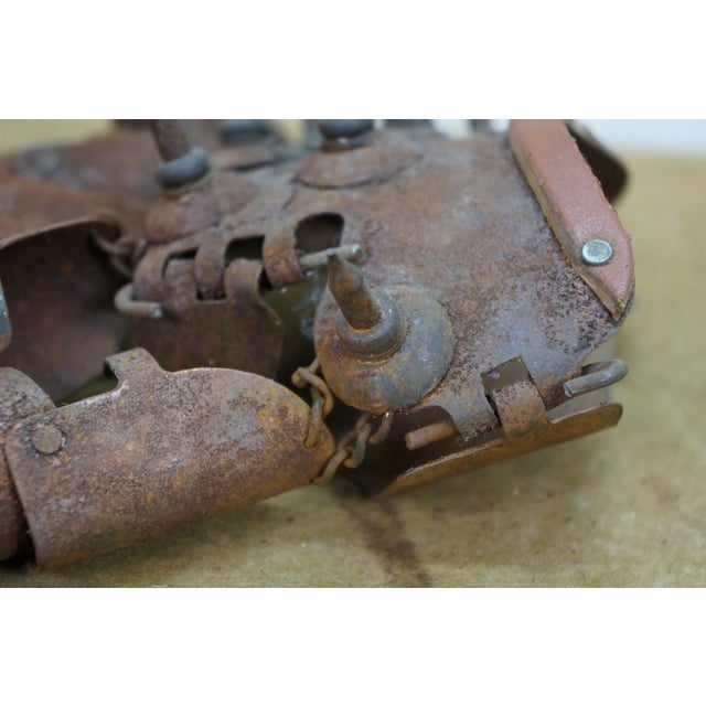 Gray 2 Antique Cantonese Tiger Claw Armored Metal Combat Spiked Gloves Chinoiserie For Sale - Image 8 of 10