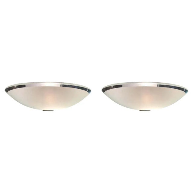 Chrome Mid-Century Pair of Frosted Glass and Chrome Lightolier Sconces For Sale - Image 8 of 8