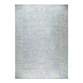 Rugs on Net 10x14 Modern Contemporary Gray Hand-Knotted Silk Persian Sultanabad Rug For Sale