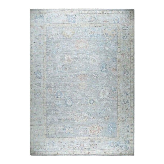 Rugs on Net 10x14 Modern Contemporary Gray Hand-Knotted Silk Persian Sultanabad Rug For Sale