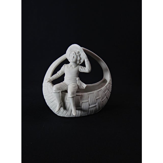 19th Century White Biscuit Porcelain Basket with a Seated Child Decoration For Sale - Image 16 of 16
