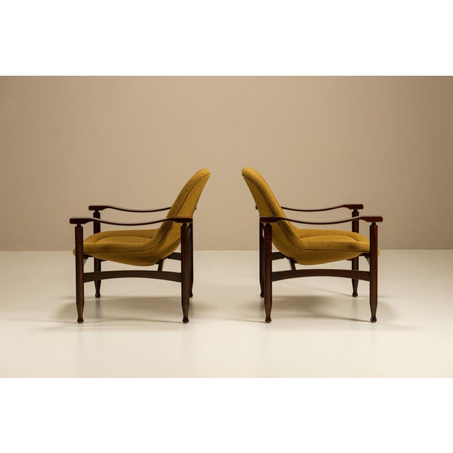 1960s Tiki Armchairs in Ochre Fabric from Busnelli, Italy, 1960s, Set of 2 For Sale - Image 5 of 14