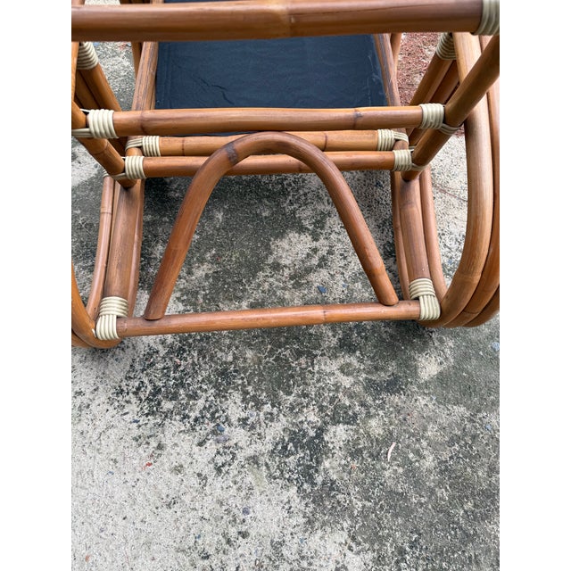 Mid 20th Century Mid Century Paul Frankl Style Bent Bamboo Rattan Three Strand Pretzel Lounge Chair v Front Design For Sale - Image 5 of 12