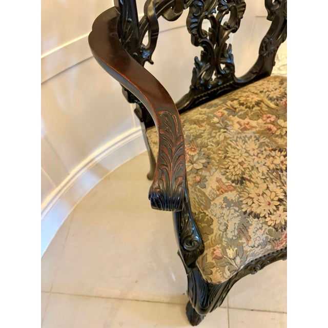 Antique Victorian Carved Mahogany Chippendale Style Ribbon Back Desk Chair, 1860 For Sale - Image 6 of 16