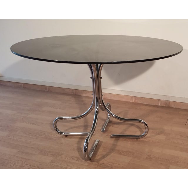 Gray Vintage Italian Smoked Glass Chrome Coffee Table, 1970s For Sale - Image 8 of 18