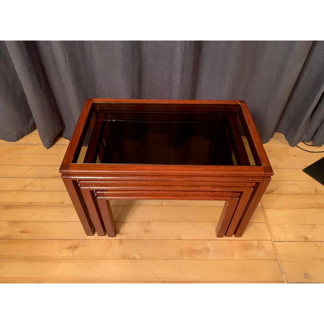 Brown Nesting Tables, Italy, 1970s, Set of 3 For Sale - Image 8 of 15