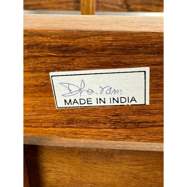 Late 20th Century Pair of 2 Tier Rack Style Tea Tables With Brass Floral Design Inlay For Sale - Image 4 of 11