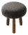Custom Awassi Tripod Ottoman Footstool — Turned Walnut Legs — Charcoal Gray Bouclé For Sale