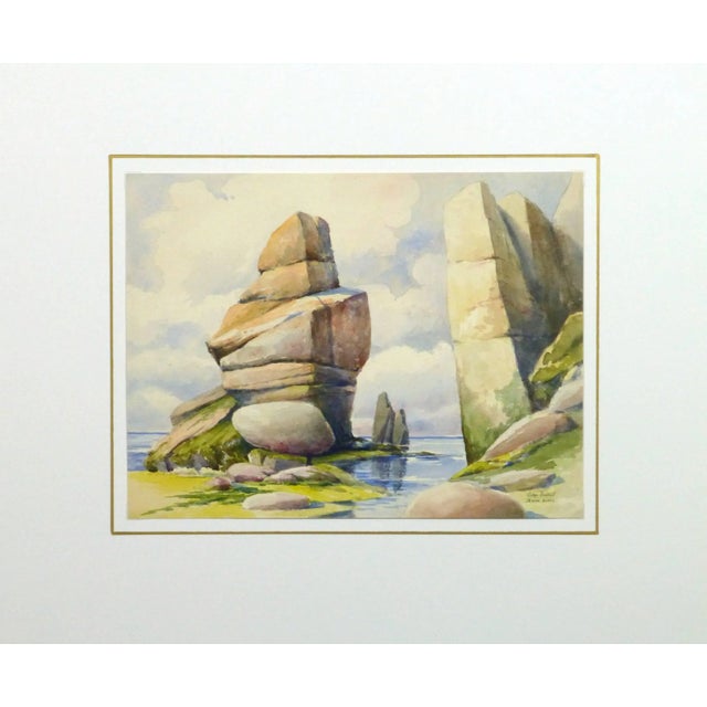 S. Lefevre Goux, Vintage French Watercolor Seascape - Cape Fréhel, Brittany, France For Sale - Image 4 of 5