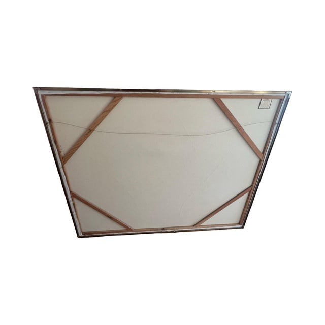 Vintage Large Postmodern Abstract 1980s Memphis Lee Reynolds Wall Art Canvas Oil Painting Brass Frame 80s For Sale - Image 9 of 10
