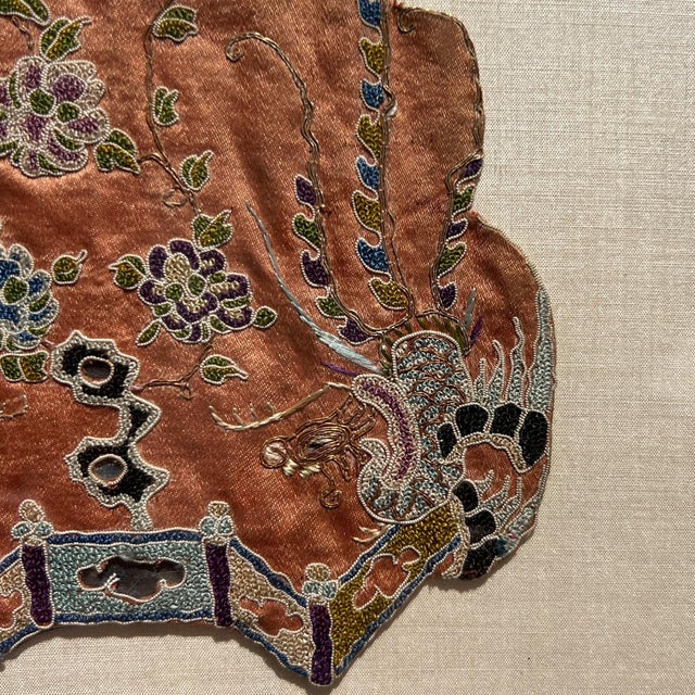 Mid 19th Century Pair Framed Chinese Qing Dynasty Silk Court Embroidery Textile Panels For Sale In Oklahoma City - Image 6 of 9