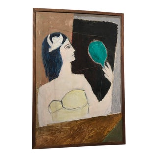 Maria Delores Modernist Portrait & Balloon Painting For Sale