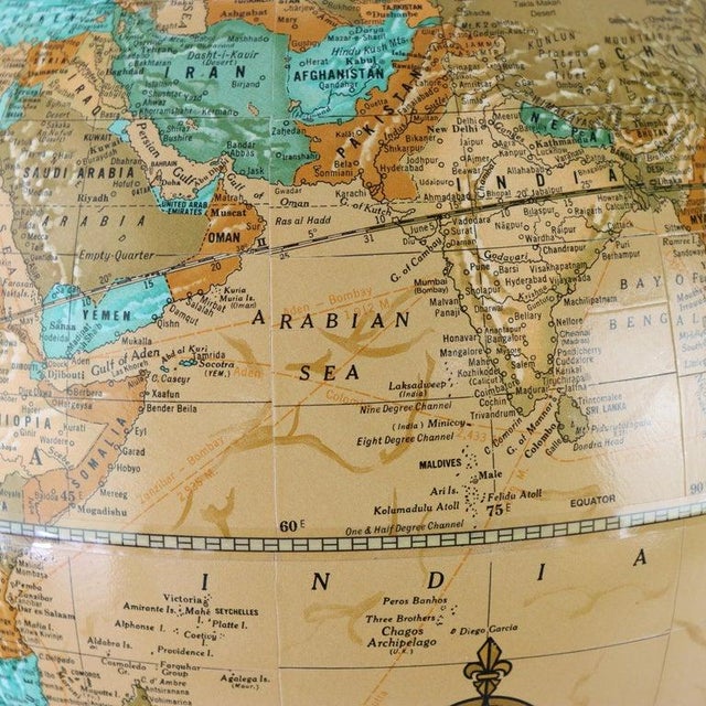 Antique Cram’s Imperial World Globe With Cast Iron Clawfoot Base C1920 For Sale - Image 10 of 11