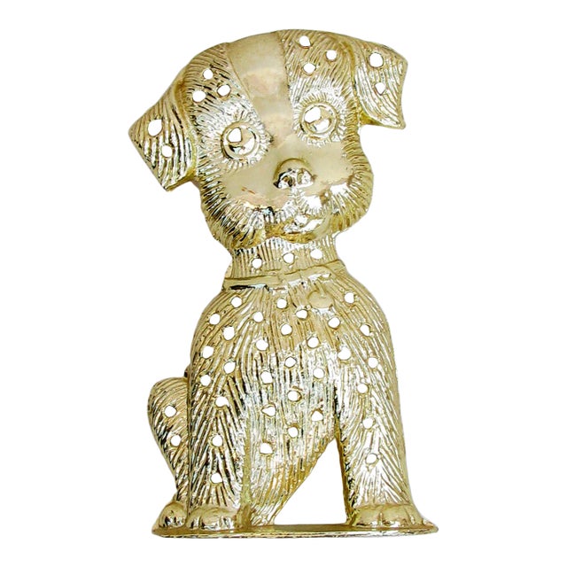 1970s Gold Puppy Earring Tree / Holder For Sale