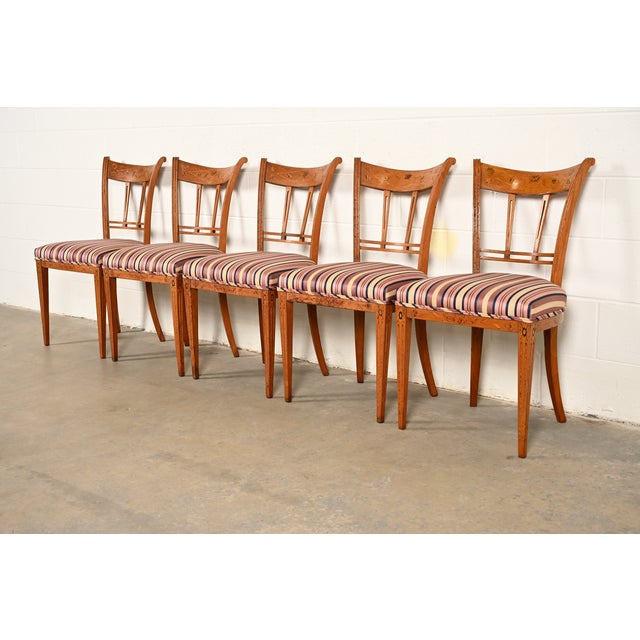 Antique Italian Regency Fruitwood Inlaid Marquetry Side Chair or Dining Chair For Sale - Image 15 of 16