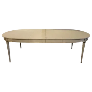 Hollywood Regency Dining Table in Gray Lacquered Bronze Mounted Finish